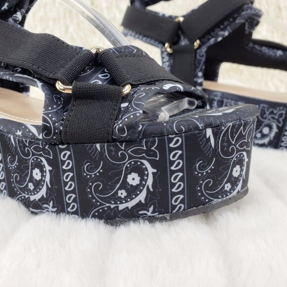 Bandanna 2" Platform Sandals harness strap shoes Black Bandana - Picture 13 of 14